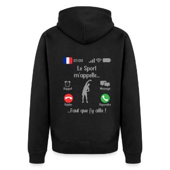 Le Sport M appelle Faut que j y aille 2 - Veste à capuche bio Premium Unisexe - noir - Dos - Nico (187cm)