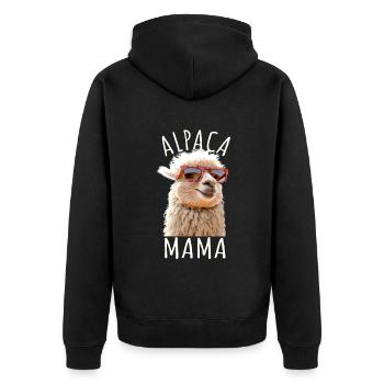 Alpaka Mama Alpaca Mutter Lama Muttertag Alpaka - Unisex Premium Bio Zip Hoodie - Schwarz - Hinten - Nico (187cm)