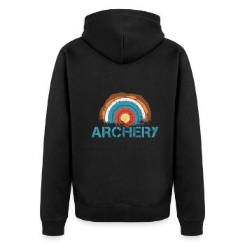 Retro Vintage Archery Hunting Bow And Arrow - Unisex Premium Organic Zip Hoodie - black - Back - Nico (187cm)