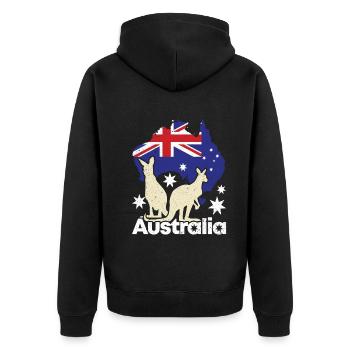 Australien-Flagge Australien-Tag Australisches Känguru - Unisex Premium Bio Zip Hoodie - Schwarz - Hinten - Nico (187cm)