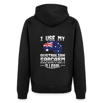 Australie Sarcasme Australia Day Australian - Veste à capuche bio Premium Unisexe - noir - Dos - Nico (187cm)