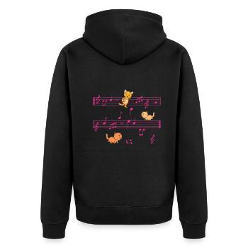 Three Kittens On Musical Notes Musician - Unisex Premium Organic Zip Hoodie - black - Back - Nico (187cm)