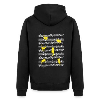 Cat Playing Musical Notes Musician Love Music - Unisex Premium Organic Zip Hoodie - black - Back - Nico (187cm)