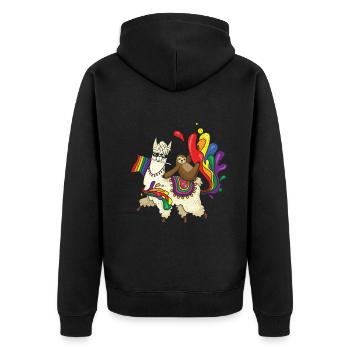 Lama Gleichberechtigung Schwul LGBTQ Regenbogen LGBT Pride Monat - Unisex Premium Bio Zip Hoodie - Schwarz - Hinten - Nico (187cm)