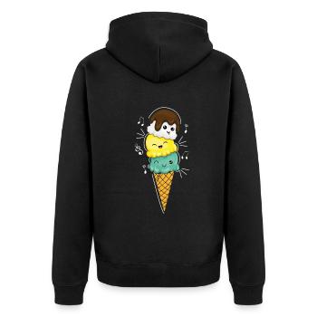 Kawaii Ice And Cream Funny Dessert Hello Summer - Unisex Premium Organic Zip Hoodie - black - Back - Nico (187cm)