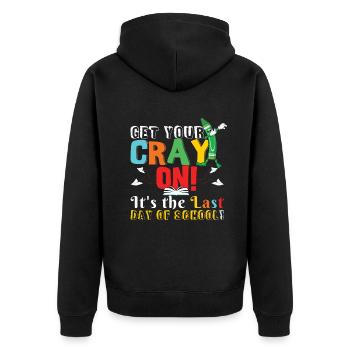 Farbe Glücklicher Sommertag der Schulklasse entlassen - Unisex Premium Bio Zip Hoodie - Schwarz - Hinten - Nico (187cm)