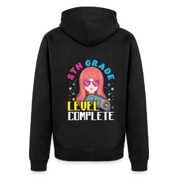 Anime Tag der Schule Happy Last Gamer 8. Klasse - Unisex Premium Bio Zip Hoodie - Schwarz - Hinten - Nico (187cm)