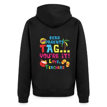 Parents Il Journée de l’école heureux enseignant d’été dernier - Veste à capuche bio Premium Unisexe - noir - Dos - Nico (187cm)