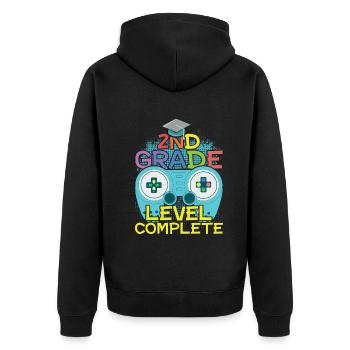 Jour d’école Bonne dernière classe Gamer 2ème année - Veste à capuche bio Premium Unisexe - noir - Dos - Nico (187cm)