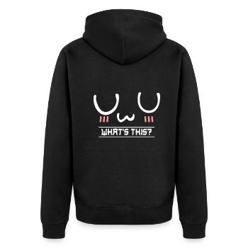What Is UwU Face Kawaii Anime Aesthetic Otaku - Unisex Premium Organic Zip Hoodie - black - Back - Nico (187cm)