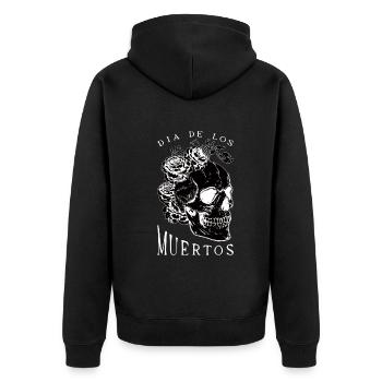 Flower Skull Dia De Los Muertos Day Of Dead Floral - Unisex Premium Bio Zip Hoodie - Schwarz - Hinten - Nico (187cm)