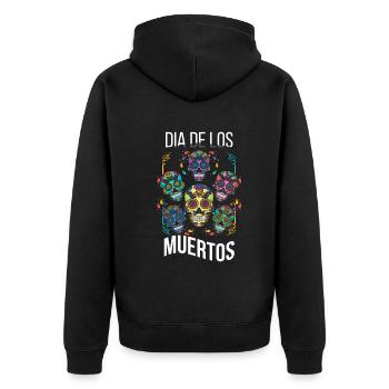 Bones Mexican Floral Muertos Day Of Dead Halloween - Unisex Premium Organic Zip Hoodie - black - Back - Nico (187cm)