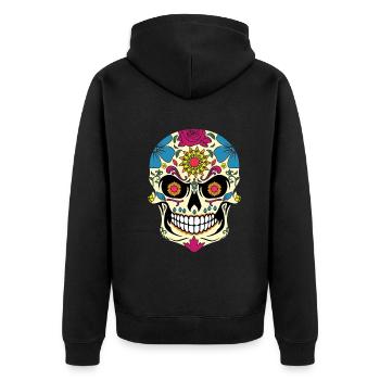 Dia de los Muertos Tag der Toten Halloween - Unisex Premium Bio Zip Hoodie - Schwarz - Hinten - Nico (187cm)