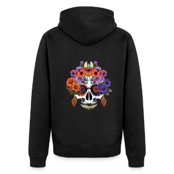 Dia de los Muertos Tag der Toten Halloween-Ornament - Unisex Premium Bio Zip Hoodie - Schwarz - Hinten - Nico (187cm)