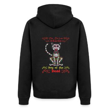 Tierkatzenliebhaber Muertos Tag der Toten Halloween - Unisex Premium Bio Zip Hoodie - Schwarz - Hinten - Nico (187cm)