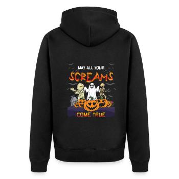 Gruselige Horrormonster Skelett Gruseliges Halloween - Unisex Premium Bio Zip Hoodie - Schwarz - Hinten - Nico (187cm)