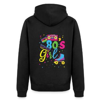 For Girl 80s Carnival 80 Retro Party Year 1980 - Unisex Premium Organic Zip Hoodie - black - Back - Nico (187cm)