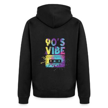 Vibe 90er Karneval 90 Retro Party Jahr 1990 Batiken - Unisex Premium Bio Zip Hoodie - Schwarz - Hinten - Nico (187cm)