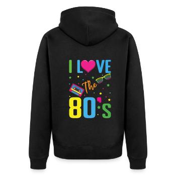 Heart Love 80er Jahre Karneval 80er Jahre Retro Party 1980 - Unisex Premium Bio Zip Hoodie - Schwarz - Hinten - Nico (187cm)