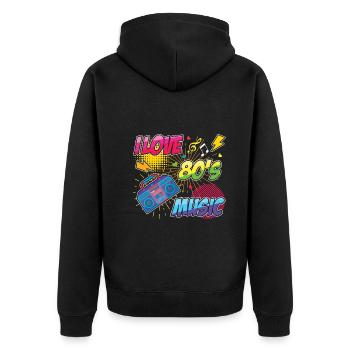 80er Jahre Musik Karneval 80er Jahre Retro Party Jahr 1980 - Unisex Premium Bio Zip Hoodie - Schwarz - Hinten - Nico (187cm)