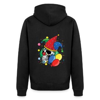 Dia de los Muertos Gruseliger Clown Karneval Bunt - Unisex Premium Bio Zip Hoodie - Schwarz - Hinten - Nico (187cm)