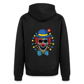 Fun Dia De Los Muertos Creepy Clown Carnival Scary - Unisex Premium Organic Zip Hoodie - black - Back - Nico (187cm)