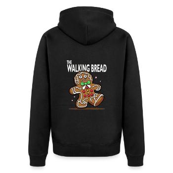 The Walking bread Halloween Zombie Lebkuchen Humor - Unisex Premium Bio Zip Hoodie - Schwarz - Hinten - Nico (187cm)