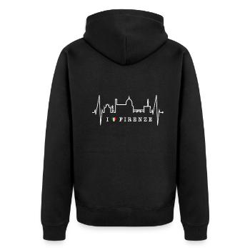 Florenz Skyline Italien Herzschlag I Love Firenze - Unisex Premium Bio Zip Hoodie - Schwarz - Hinten - Nico (187cm)