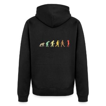 Golf Retro Golfer Evolution Lustiges Golfen - Unisex Premium Bio Zip Hoodie - Schwarz - Hinten - Nico (187cm)