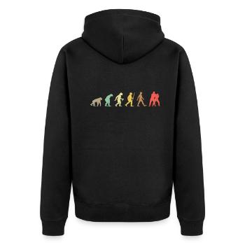 Vintage Judo Retro Martial Arts Evolution - Unisex Premium Organic Zip Hoodie - black - Back - Nico (187cm)