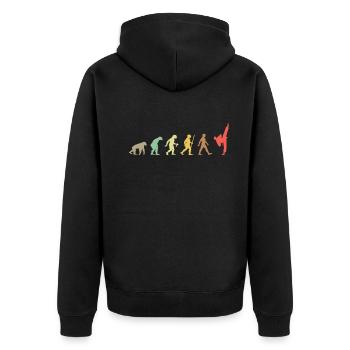 Vintage Karate Retro Kampfkunst Evolution - Unisex Premium Bio Zip Hoodie - Schwarz - Hinten - Nico (187cm)