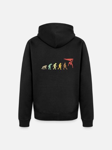 Klettern Retro Klettern Evolution Climber - Unisex Premium Bio Zip Hoodie - Schwarz