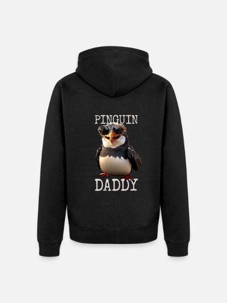Pinguin Daddy Papa Dad Vater Pinguine Vatertag - Unisex Premium Bio Zip Hoodie - Schwarz