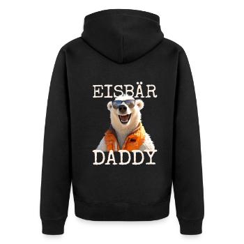 Eisbär Daddy Papa Bären Dad Vatertag Süße Eisbären - Unisex Premium Bio Zip Hoodie - Schwarz - Hinten - Nico (187cm)