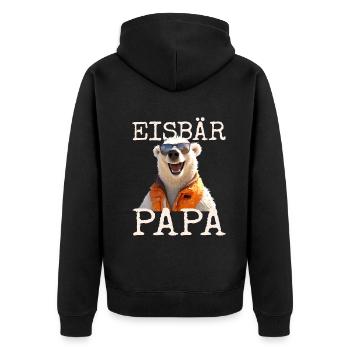 Eisbär Papa Daddy Bären Dad Vatertag Süße Eisbären - Unisex Premium Bio Zip Hoodie - Schwarz - Hinten - Nico (187cm)