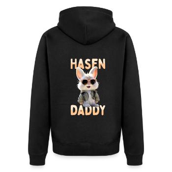 Lapin Papa Papa Fête des Pères Lapin Lapin Lapin Lapin - Veste à capuche bio Premium Unisexe - noir - Dos - Nico (187cm)