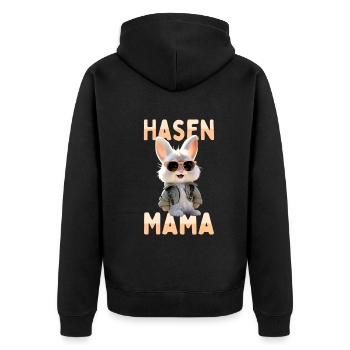 Hasen Mama Muttertag Kaninchen Bunny Mutter Hase - Unisex Premium Bio Zip Hoodie - Schwarz - Hinten - Nico (187cm)