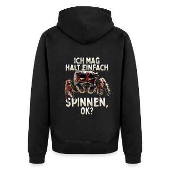 Spinne Springspinne Vogelspinne Mag Halt Spinnen - Unisex Premium Bio Zip Hoodie - Schwarz - Hinten - Nico (187cm)