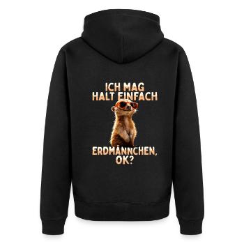 Erdmännchen Süßes Meerkat Ich Mag Halt Erdmännchen - Unisex Premium Bio Zip Hoodie - Schwarz - Hinten - Nico (187cm)