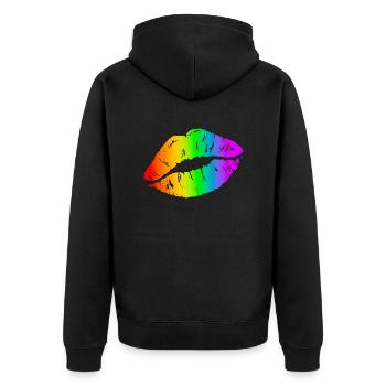 The Pride Kiss - Unisex Premium Organic Zip Hoodie - black - Back - Nico (187cm)