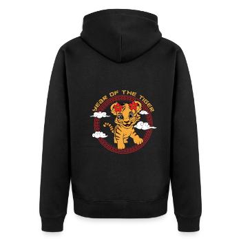 Année Du Tigre Mignon Chinois Kawaii Nouvel An Chinois - Veste à capuche bio Premium Unisexe - noir - Dos - Nico (187cm)