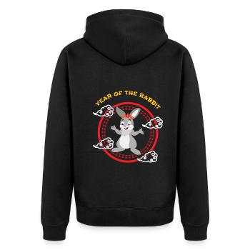 Year Of Rabbit Cute Kawaii Chinese New Year - Unisex Premium Organic Zip Hoodie - black - Back - Nico (187cm)