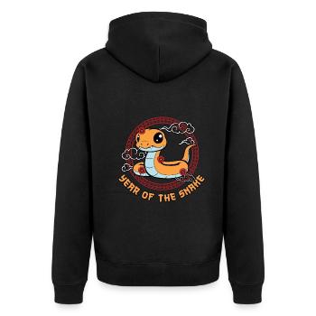 Year Of Snake Kawaii Zodiac Chinese New Year - Unisex Premium Organic Zip Hoodie - black - Back - Nico (187cm)