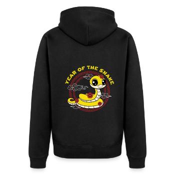 Jahr der Schlange Niedliches Kawaii Chinesisches Neujahr - Unisex Premium Bio Zip Hoodie - Schwarz - Hinten - Nico (187cm)