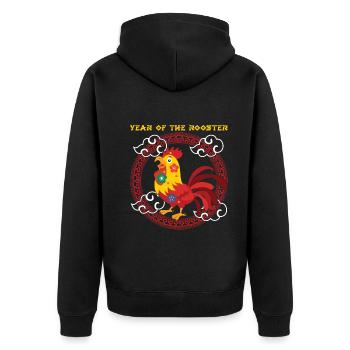 Année du Coq Kawaii Zodiac Nouvel An Chinois - Veste à capuche bio Premium Unisexe - noir - Dos - Nico (187cm)