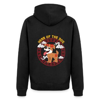 Année Du Chien Zodiaque Mignon Kawaii Nouvel An - Veste à capuche bio Premium Unisexe - noir - Dos - Nico (187cm)