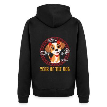 Year Of The Dog Cute Kawaii Chinese New Year - Unisex Premium Organic Zip Hoodie - black - Back - Nico (187cm)