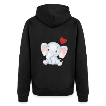 Éléphant Bébé Nourrisson Coeur Enfants T-shirt - Veste à capuche bio Premium Unisexe - noir - Dos - Nico (187cm)