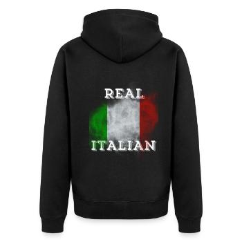 Italien T-Shirt Flagge Urlaub Sommer Palme - Unisex Premium Bio Zip Hoodie - Schwarz - Hinten - Nico (187cm)