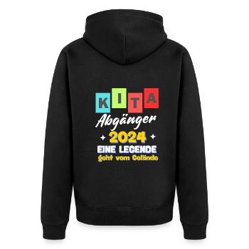 Kinder Kita Abgänger 2024 Schulkind Einschulung Sc - Unisex Premium Bio Zip Hoodie - Schwarz - Hinten - Nico (187cm)